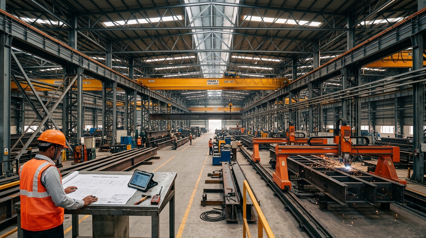Heavy Fabrication Yard with Overhead Cranes